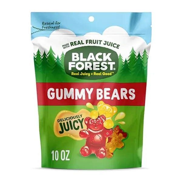 Black Forest Gummy, Bears, Fruit Flavor, Deliciously Juicy, Made with Real Fruit Juice, School Snacks, 10 oz