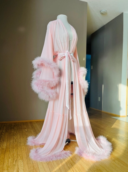 Dusty Pink Robe Marabou Feather Robe