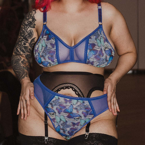 Butterfly Metamorphosis Printed Mesh Peekaboo Bralette | 2XL/3XL / butterflies