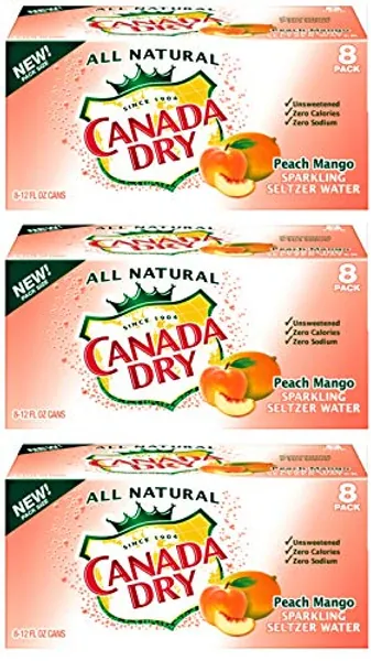 Canada Dry seltzer peach mango, 12 oz , 24 cans