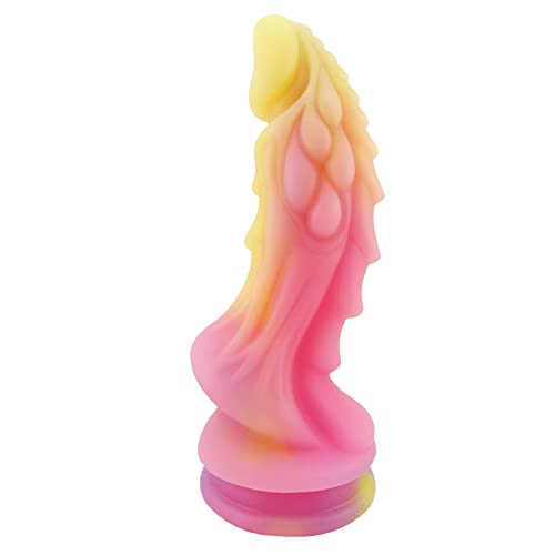 8.66 Inch Luminous Monster Realistic Dildo, Huge Silicone Anal Dragon Dildo Anal Plug with Strong Suction Cup for Vaginal Anal Play Glow Toys - Pink