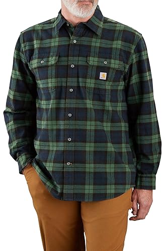Carhartt Men's Loose Fit Heavyweight Flannel Long Sleeve Plaid Shirt - X-Large - Frosted Balsam