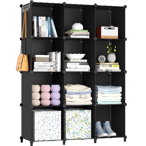 HOMIDEC Cube Bookcase, 12 Cube Storage Unit Bookshelf Storage Cube Organiser Multi-Use DIY Storage Cube Shelf for Books, Toys, Clothes, Tools