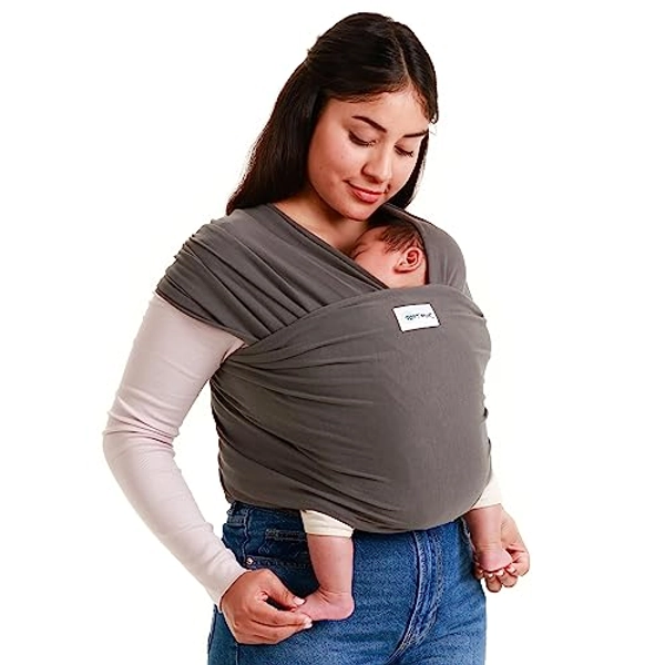 Sleepy Wrap Baby Carrier Newborn to Toddler - Hands-Free Baby Carrier Wrap - Stretchy Baby Wrap - Ergonomic Baby Wraps Carrier - Lightweight Baby Carrier Sling - Baby Body Carrier 7-35 lbs (Dark Gray)