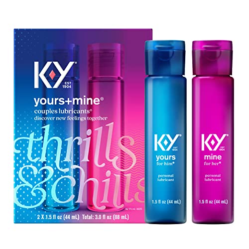 K-Y Yours + Mine Couples Lubricant, Personal Lubricant & Intimate Gel for Couples, Men, Women, Sex Lube, Clear, 2 x 1.5 Fl Oz, 2 count (Pack of 1) - lube