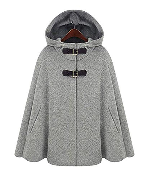 CHARTOU Women's Cute Batwing-Sleeve Hooded Wool Baggy Poncho Cape Cardigans Outwear