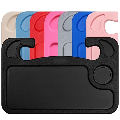 lebogner Steering Wheel Tray, Car Tray for Eating, Hook On Steering Wheel Desk for Food, Laptop and Car Accessories, Car Road Trip Must Haves Gadgets Car Table (Black) - Black