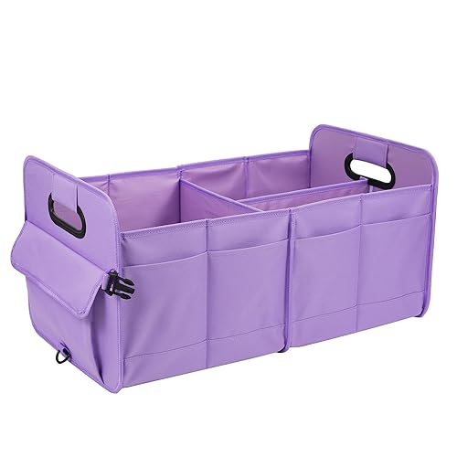 AOKJOY Car Trunk Organizer, Purple, Unisex, Foldable, Non-slip, Adjustable Straps, Multiple Compartments, 600D Oxford Cloth Material - purple