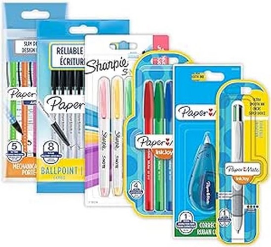 Paper Mate & Sharpie - Set di penne | materiale stazionario | penne a sfera, evidenziatori, matite meccaniche e nastro di correzione | perfetto per scuola e ufficio | 23 count - Set da 23 pezzi - Divertenti