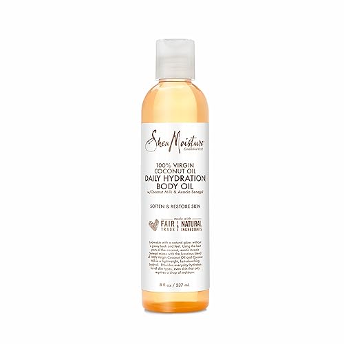 SheaMoisture Daily Hydration Body Oil Virgin Coconut Oil For Dry Skin Paraben Free 8 oz - Fragranced - 8 Fl Oz (Pack of 1)