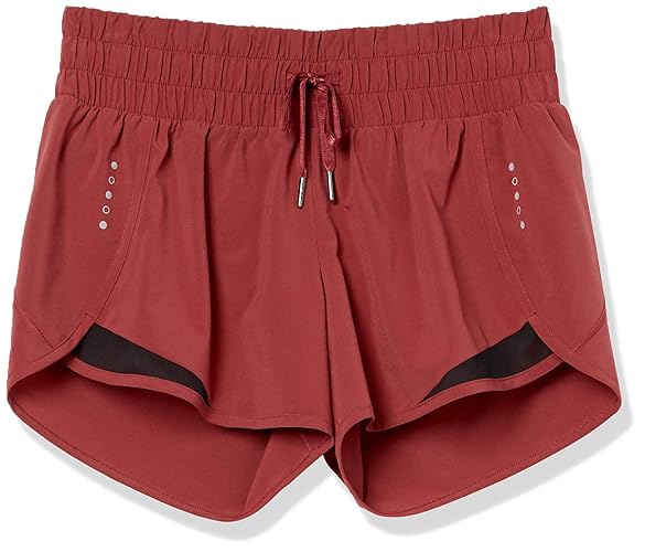 Amazon Essentials Women's Standard-Fit Ruched Waistband Woven Running Short (Previously Core 10) - Large - Ruby Red
