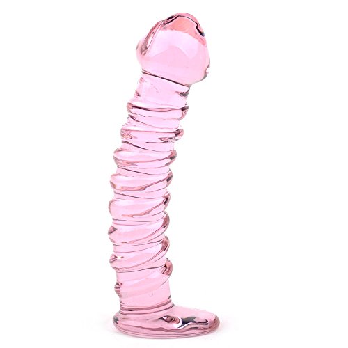PleasureBox Sex Toy Sensual Glass Dildo, 15.5 cm, Pink Twister