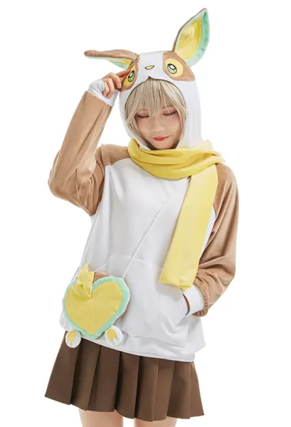 Yamper Cosplay Costume Hoodie with Butt Shaped Shoulder Bag and Scarf