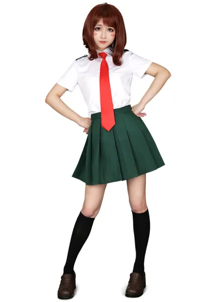My Hero Academia Summer School Uniform Ochako Tsuyu Cosplay Costume for Women with Tie
