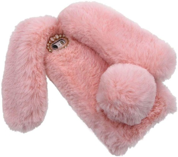 Fuzzy Bunny iPhone Case - For iPhone 14 Pro Max / Pink