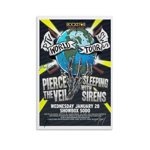 lugEMa Pierce The Veil Poster Signed Tour Canvas Art Poster And Wall Art Hanging Decor for Modern Family Corridor Posters 12x18inch(30x45cm) - 12x18inch(30x45cm) - Unframe-style