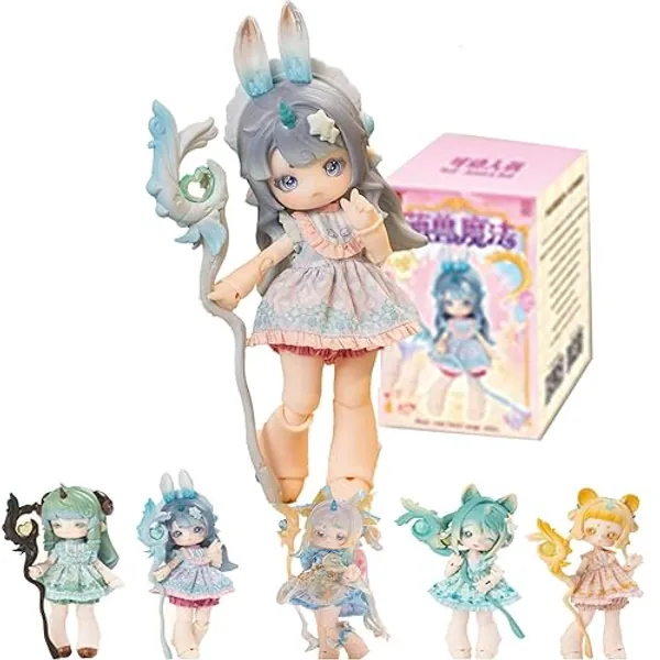 GNATAPIAY 1/12 BJD Dolls Blind Box,Kawaii BJD Dolls Cute Beast Magic Series Ball Jointed Doll Collectable Action Figure Posable Dress Up Doll for Girls Birthday Party Gift Toys - 1 Box