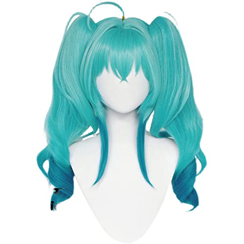 Xingwang Queen Anime Cosplay Wig Clip on Ponytails 55cm Long Curly Green Gradient Party Wigs for Women Girls