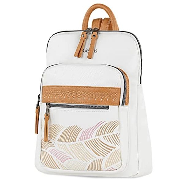 Lois - Mochila Mujer Mochilas Mujer Casual Moda de Marca Bolso Mochila Mujer Casual Cierre Cremallera y Asa y Tiras Ajustables. Bolso para iPad 310723, Color Beige