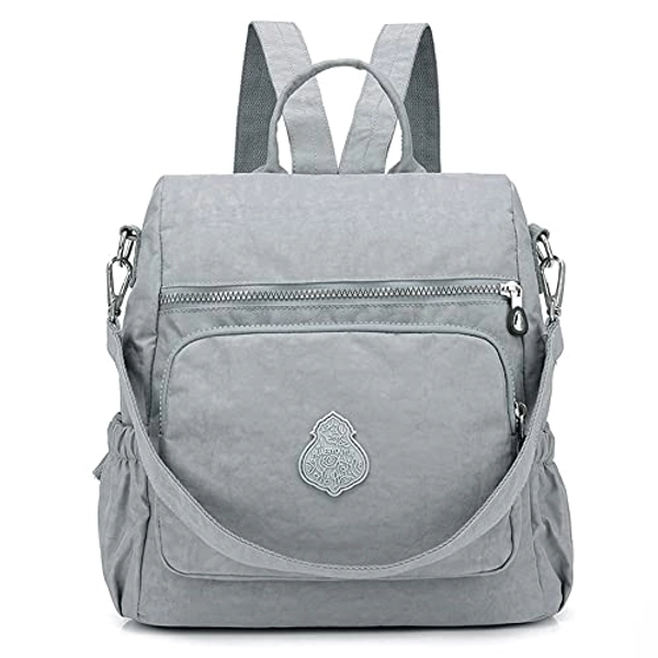 Estwell Mochila Mujer Casual Bolso Mochila Antirrobo Impermeable Nylon Mochila Escuela Multifuncional Gran Capacidad Bolso Bandolera Mochila de Viaje, Gris