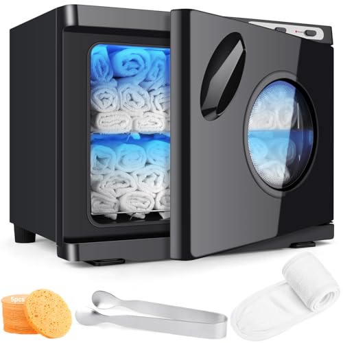 DEPFALL Hot Towel Warmer, Professional 23L Large Capacity Hot Towel Cabinet with See Through Window, 2-in-1 Spa Towel Warmers for Facials, Barber, Salon, Esthetician, Gym, Hotel, Home Use (Black) - Black - 23L - Window