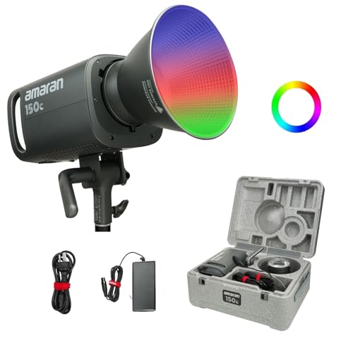 Aputure Amaran 150C RGBWW Full Color LED Video Light,150W Bi-Color 2500K to 7500K Bowens Mount Continuous Light Bluetooth App Control 9 System FX DC/AC Power Supply Silent Fan