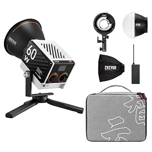 Zhiyun MOLUS G60 60W Pocket COB Light 2700K-6500K Bi-Color LED Light, Support Remote Control for Live Stream with Mini Light Dome Softbox and Bowens Mount Adapter (G60 Combo) - G60 COMBO