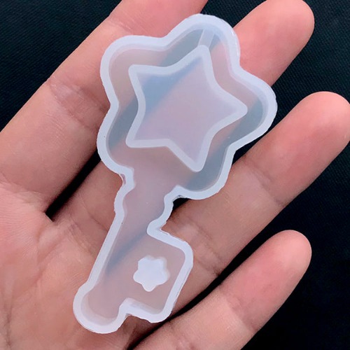 Magical Star Wand Shaker Silicone Mold | Mahou Kei Resin Shaker Cabochon Making | Kawaii Decoden Supplies (33mm x 65mm) | Mold