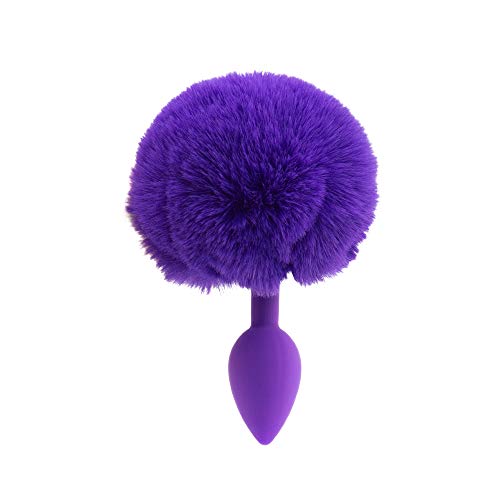 Pure Love Fluffy Bunny Tail, Silicone Anal Butt Plug, Purple Color, Adult Sex Toy, 45g - Purple