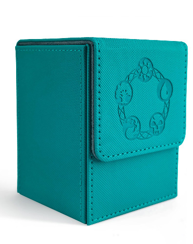 ZLCA Card Deck Box for MTG Cards with 100 Pcs Card Sleeves, Commander Deck Box Fits 100+ Single Sleeved Cards, PU Leather Strong Magnet Card Deck Case for TCG CCG (Turquois) - Turquois