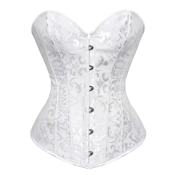 Women's Bustier Corset Top Sexy Lingerie Sets Black Satin Waist Cincher - X-Small White