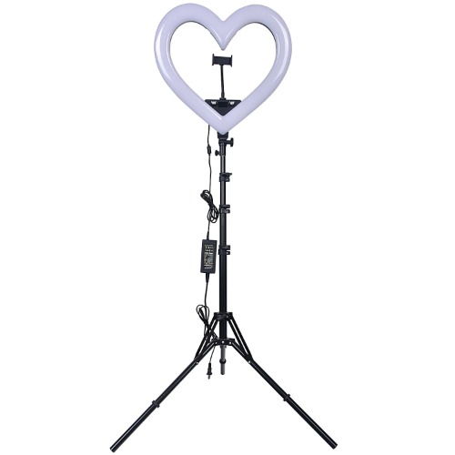 RGB Ring Light 18inch Heart-shaped Selfie LED Light Ring With Tripod - Black & 1 / 184cm / 14*14*30cm