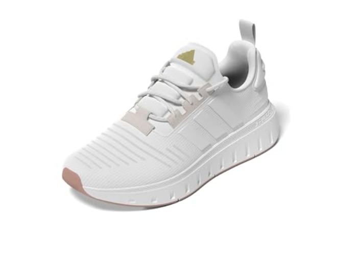 adidas Women's Swift Run Sneaker - 7.5 - White/White/Gold Metallic
