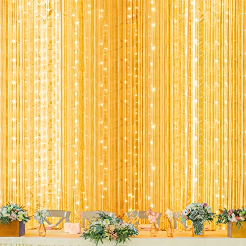 Twinkle Star 600 LED Window Curtain String Light for Wedding Party Home Garden Bedroom Outdoor Indoor Wall, Warm White - *Warm white - 600 LED