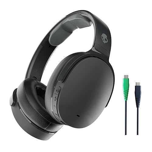 Skullcandy Hesh ANC Over-Ear Noise Cancelling Wireless Headphones with Charging Cable, 22 Hr Battery, Microphone, Works with iPhone Android and Bluetooth Devices - True Black - True Black