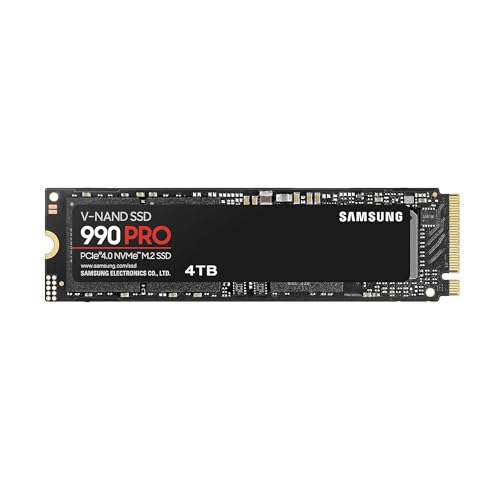 Samsung 990 PRO NVMe M.2 SSD, 4 TB, PCIe 4.0, 7.450 MB/s Lesen, 6.900 MB/s Schreiben, Interne SSD, Für Gaming und Videobearbeitung, MZ-V9P4T0BW - 4 TB - 990 Pro