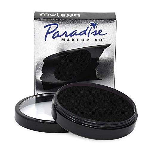 Mehron Makeup Paradise Makeup AQ Pro Size | Stage & Screen, Face & Body Painting, Special FX, Beauty, Cosplay, and Halloween | Water Activated Face Paint & Body Paint 1.4 oz (40 g) (Black) - Black - 1.4 Ounce