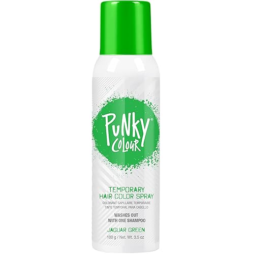 Punky Temporary Hair Color Spray, Lynx Pink, Non-Damaging Hair Dye, Instant Vivid Hair Color, 3.5 oz 2-Pack - 3.5 Ounce (Pack of 2) Jaguar Green