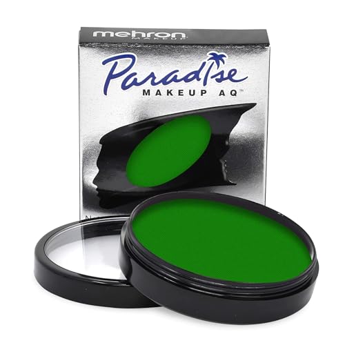 Mehron Makeup Paradise Makeup AQ Pro Size | Stage & Screen, Face & Body Painting, Special FX, Beauty, Cosplay, and Halloween | Water Activated Face Paint & Body Paint 1.4 oz (40 g) (Amazon Green) - Amazon Green - 1.4 Ounce