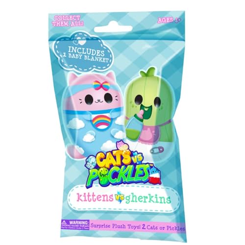 Kittens vs Gherkins - Mystery Bag - Contains 1 Pair of 3" Bean Filled Plushies! Collect These as Stocking Stuffers, Fidget Toys or Sensory Toys. Great for Kids, Boys, & Girls - Collect Them All! - Single Mystery Bag