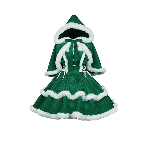 ZZEQYG Christmas Dresses for Women Solid Color Fashion Warm Halter Dress Suit with Cloak - Large - Dress Suit-green