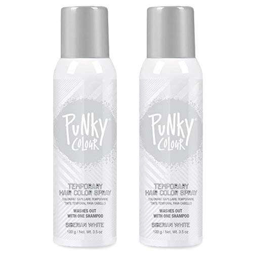Punky Temporary Hair Color Spray, Siberian White, Non-Damaging, Quick Drying Hair Dye Instant Vivid Hair Color, 3.5 oz, 2-Pack - 3.5 Ounce (Pack of 2) - Siberian White
