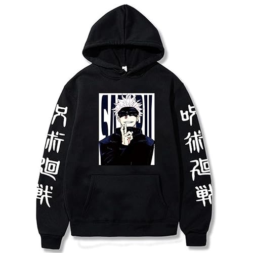 ACEFAST INC Cool Satoru Gojo Itadori Yuji Nobara Unisex Tops Harajuku Anime Unisex Hoodie Pullovers - Large - Black 00