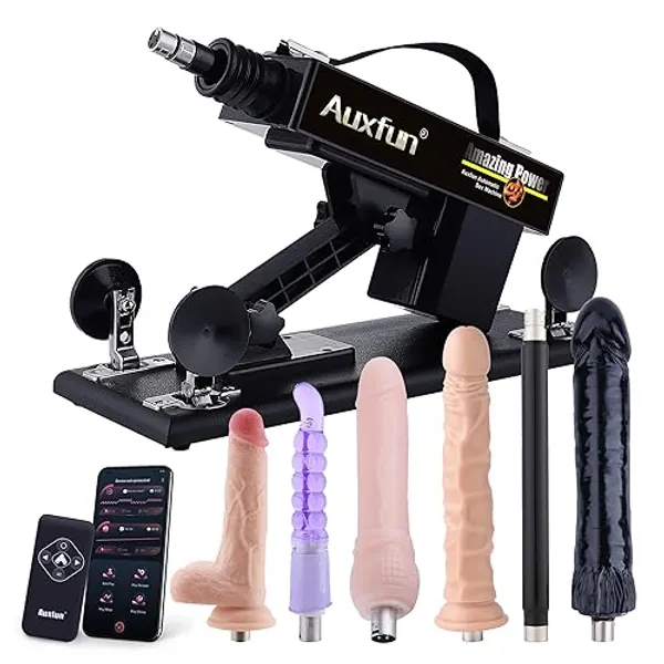 AUXFUN Sex Machine Automatic Love Machine with Remote Control &amp; Graded Dildo,Thrusting Fuck Machine with 3XLR Connector &amp; APP Juguetes Sexuales Hands Free