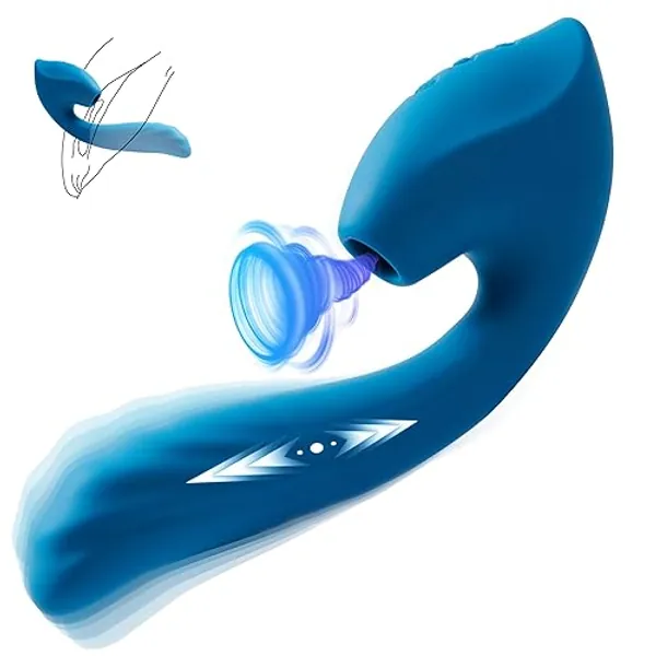 Vibrator Sex Toys Thrusting Dildo - QUZAR 3IN1 Adult Toy G Spot Clitoral Stimulator for Women with 7 Thrusting + 10 Vibration + 10 Suction, Clit Nipple Anal Adult Sex Game for Couple Female Men