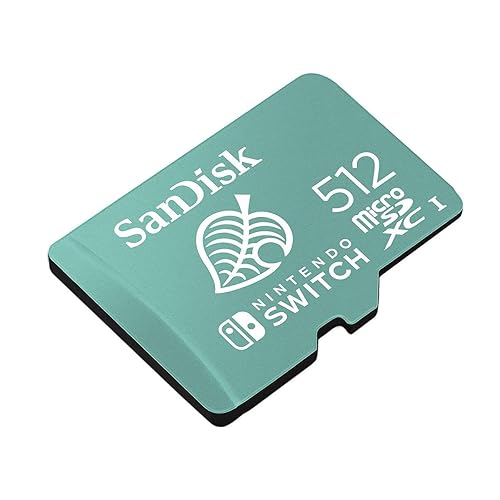 SanDisk 512GB microSDXC-Card, Licensed for Nintendo Switch - SDSQXAO-512G-GNCZN, Green - Animal Crossing Leaf - 512GB