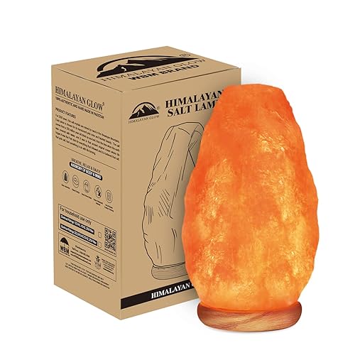 Himalayan Glow Natural Pink Salt Lamp, Crystal Salt Lamp Night Light with (ETL Certified) Brightness Control Dimmer Switch, Wooden Base & Salt Lamps Bulb, 5-7 Lbs - Pink