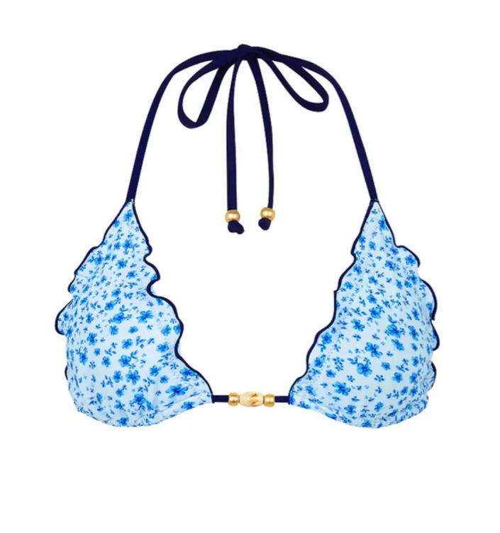 Kulani kinis lettuce edge bikini top color- dream flower top 