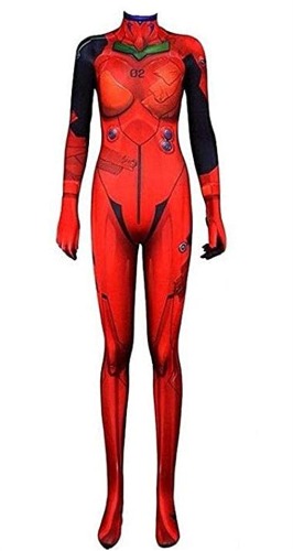 Womens Asuka Langley Cosplay Red Bodysuit Costume