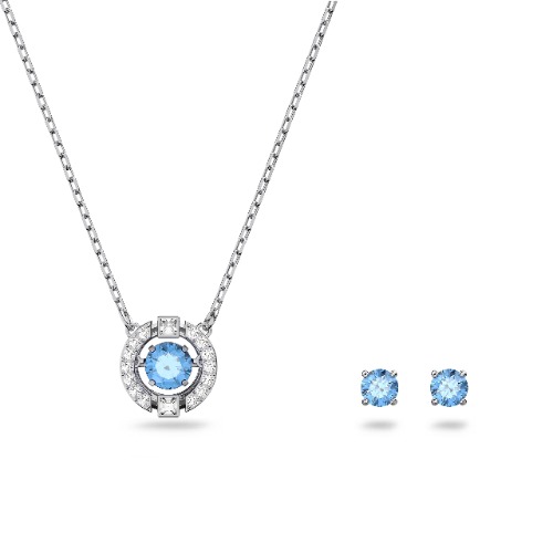 Swarovski Sparking Dance Crystal Necklace and Earring Set Jewelry Collection - Blue Jewelry Set